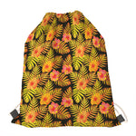 Yellow Hawaiian Tropical Pattern Print Drawstring Bag