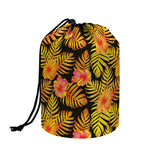 Yellow Hawaiian Tropical Pattern Print Drawstring Makeup Bag
