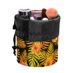 Yellow Hawaiian Tropical Pattern Print Drawstring Makeup Bag