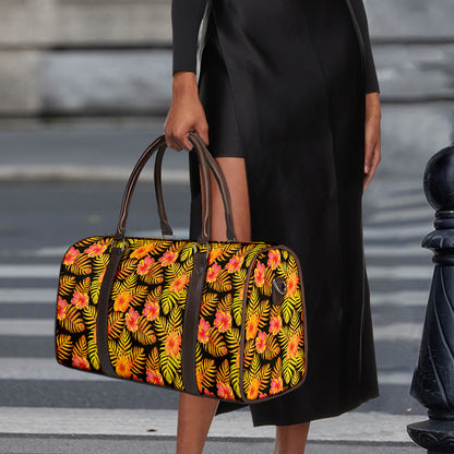 Yellow Hawaiian Tropical Pattern Print Duffle Bag