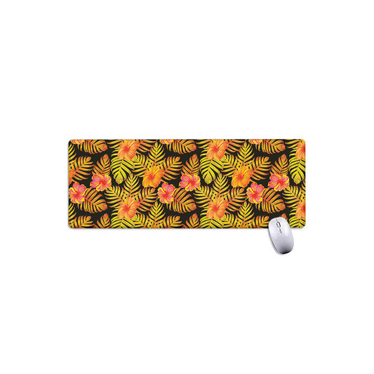 Yellow Hawaiian Tropical Pattern Print Extended Mouse Pad