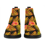 Yellow Hawaiian Tropical Pattern Print Flat Ankle Boots