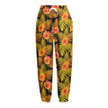 Yellow Hawaiian Tropical Pattern Print Fleece Lined Knit Pants