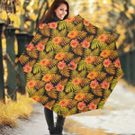 Yellow Hawaiian Tropical Pattern Print Foldable Umbrella
