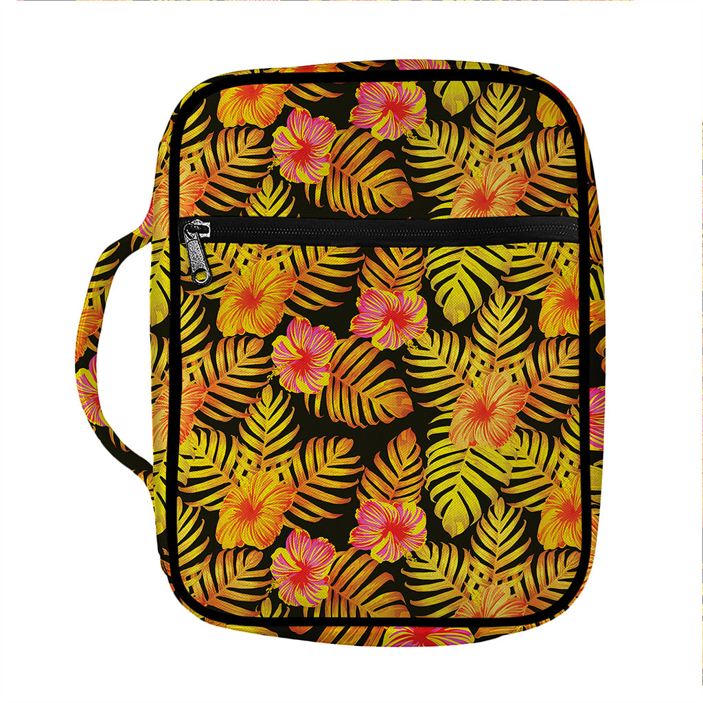 Yellow Hawaiian Tropical Pattern Print Front Pocket Bible Bag