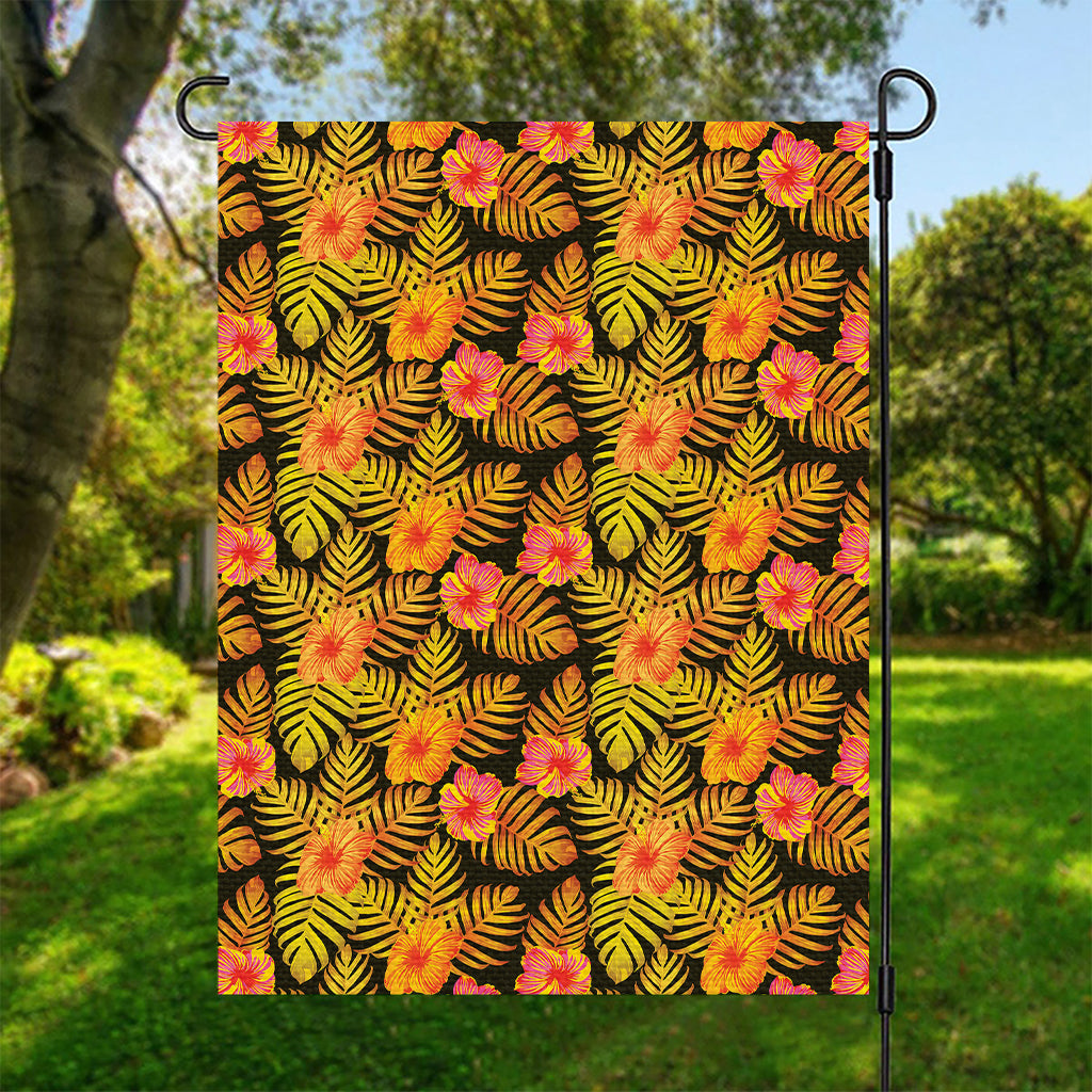 Yellow Hawaiian Tropical Pattern Print Garden Flag