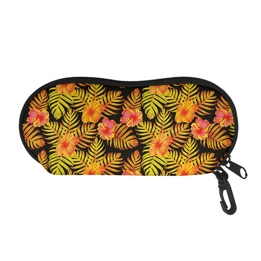 Yellow Hawaiian Tropical Pattern Print Glasses Case
