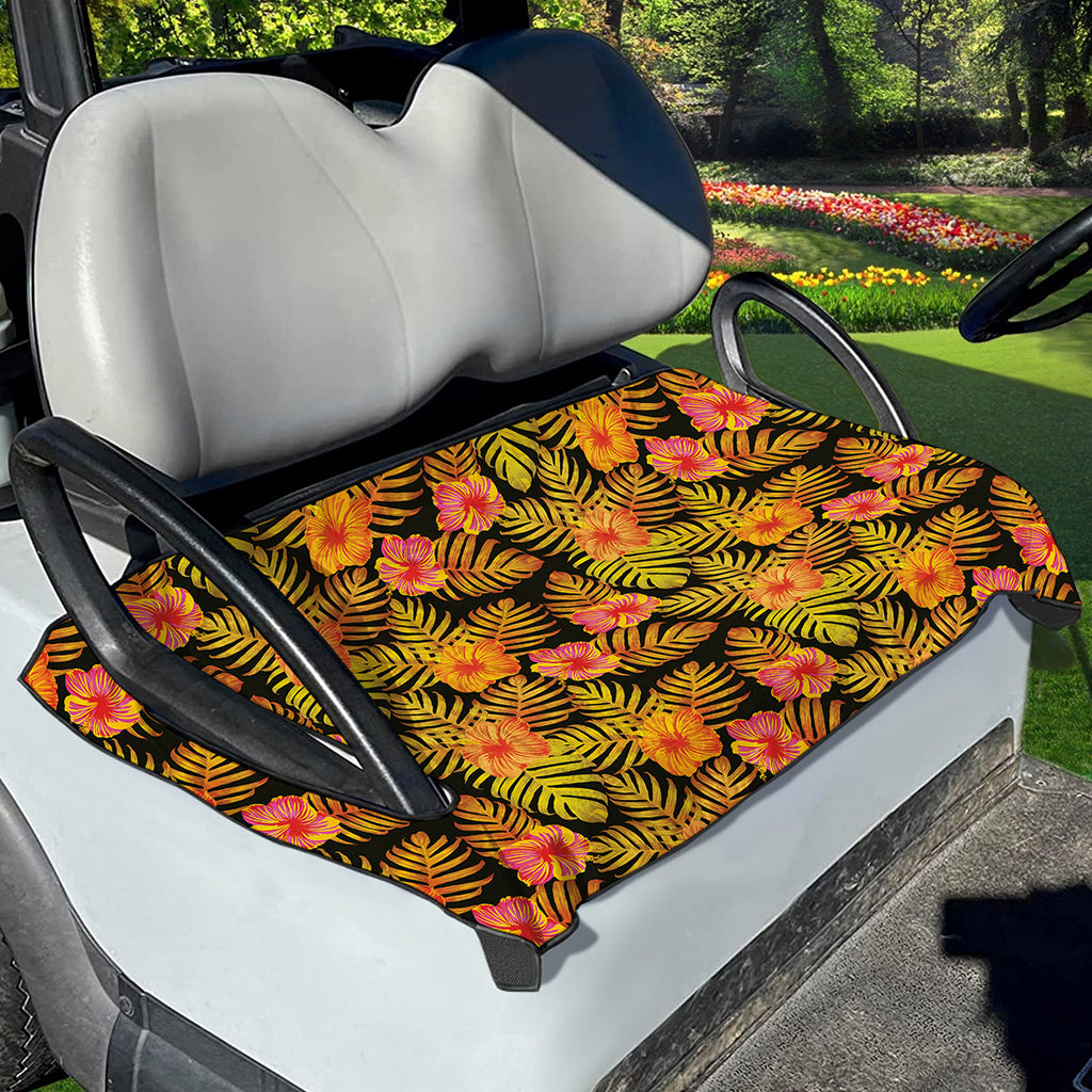 Yellow Hawaiian Tropical Pattern Print Golf Cart Seat Cover