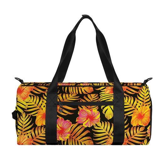 Yellow Hawaiian Tropical Pattern Print Gym Bag