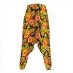 Yellow Hawaiian Tropical Pattern Print Hammer Pants