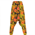Yellow Hawaiian Tropical Pattern Print Hammer Pants