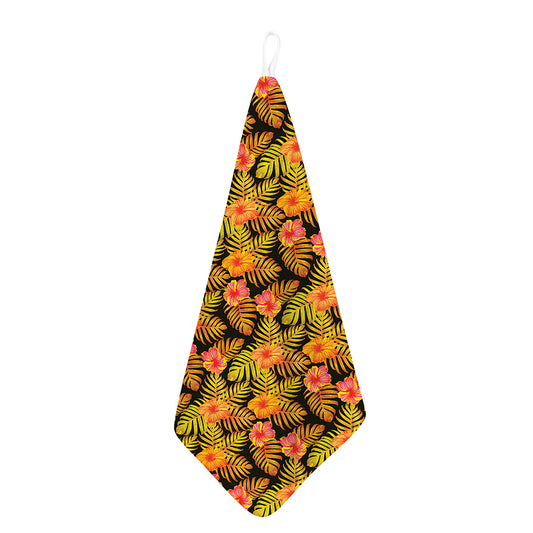 Yellow Hawaiian Tropical Pattern Print Hand Towel
