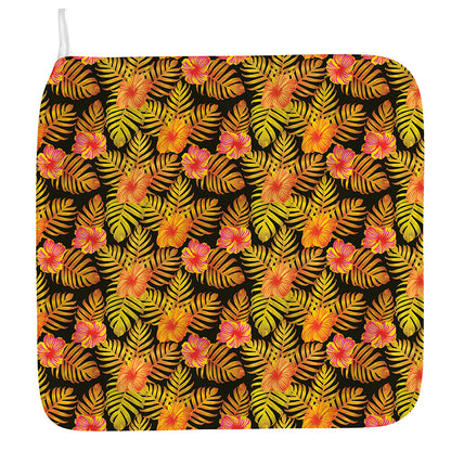 Yellow Hawaiian Tropical Pattern Print Hand Towel
