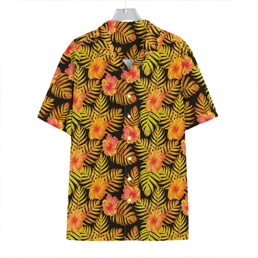 Yellow Hawaiian Tropical Pattern Print Hawaiian Shirt
