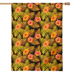 Yellow Hawaiian Tropical Pattern Print House Flag
