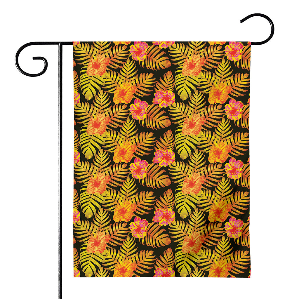 Yellow Hawaiian Tropical Pattern Print House Flag