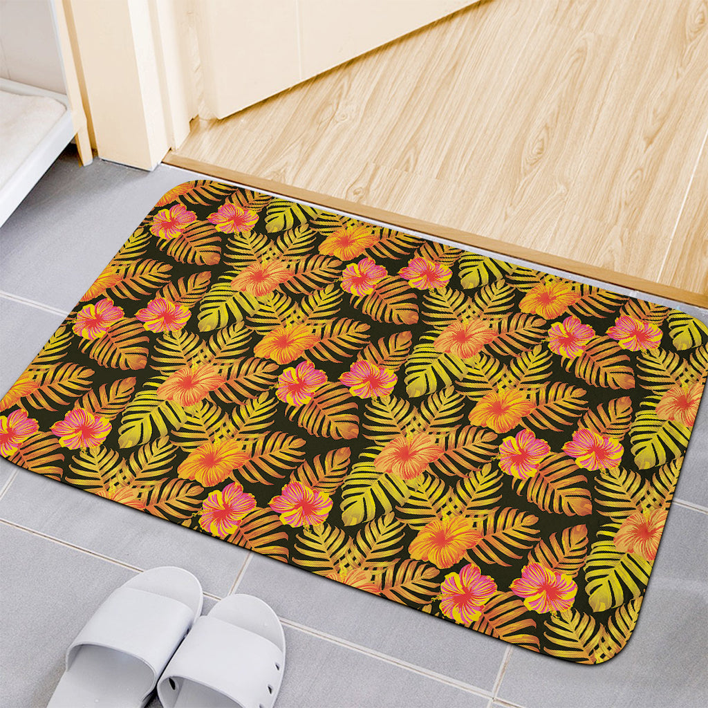Yellow Hawaiian Tropical Pattern Print Indoor Door Mat