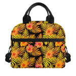 Yellow Hawaiian Tropical Pattern Print Insulated Lunch Bag