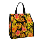 Yellow Hawaiian Tropical Pattern Print Insulated Lunch Tote