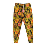 Yellow Hawaiian Tropical Pattern Print Jogger Pants