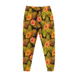 Yellow Hawaiian Tropical Pattern Print Jogger Pants