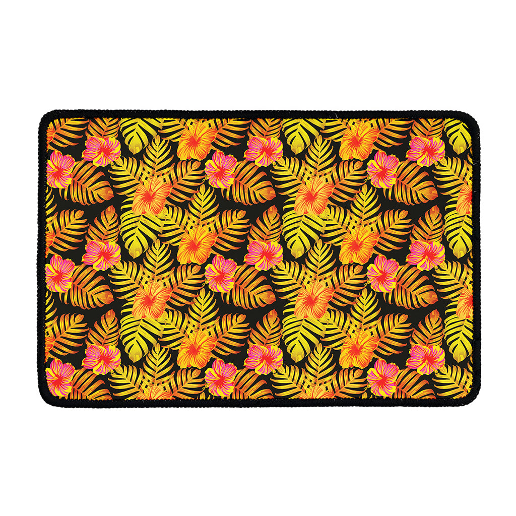 Yellow Hawaiian Tropical Pattern Print Kitchen Mat