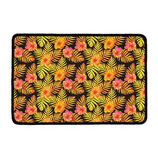 Yellow Hawaiian Tropical Pattern Print Kitchen Mat
