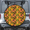 Yellow Hawaiian Tropical Pattern Print Leather Spare Tire Cover