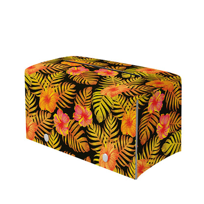 Yellow Hawaiian Tropical Pattern Print Leather Tissue Box Cover