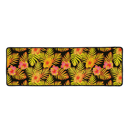 Yellow Hawaiian Tropical Pattern Print Long Kitchen Mat