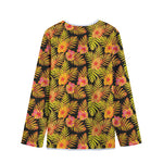 Yellow Hawaiian Tropical Pattern Print Long Sleeve Short Coat