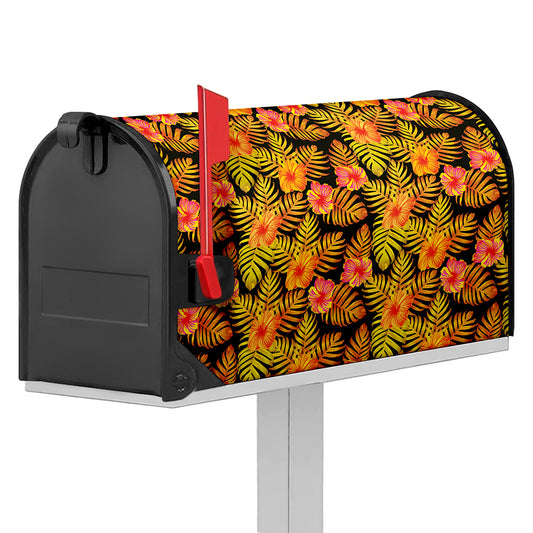 Yellow Hawaiian Tropical Pattern Print Mailbox Cover
