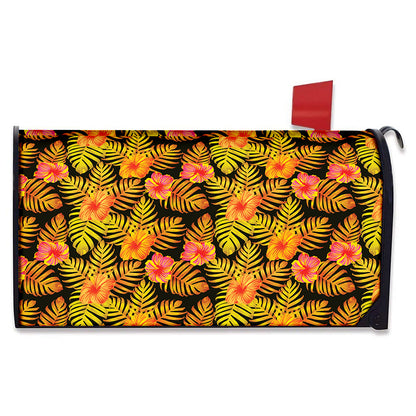Yellow Hawaiian Tropical Pattern Print Mailbox Cover