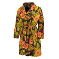 Yellow Hawaiian Tropical Pattern Print Men's Bathrobe