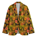 Yellow Hawaiian Tropical Pattern Print Men's Blazer