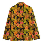 Yellow Hawaiian Tropical Pattern Print Men's Blazer