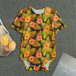 Yellow Hawaiian Tropical Pattern Print Men's Bodysuit