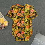 Yellow Hawaiian Tropical Pattern Print Men's Bodysuit