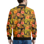 Yellow Hawaiian Tropical Pattern Print Men's Bomber Jacket
