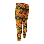 Yellow Hawaiian Tropical Pattern Print Men's Compression Pants