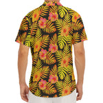 Yellow Hawaiian Tropical Pattern Print Men's Deep V-Neck Shirt
