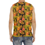 Yellow Hawaiian Tropical Pattern Print Men's Fitness Tank Top