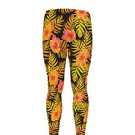 Yellow Hawaiian Tropical Pattern Print Men's leggings