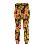 Yellow Hawaiian Tropical Pattern Print Men's leggings