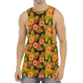 Yellow Hawaiian Tropical Pattern Print Men's Muscle Tank Top