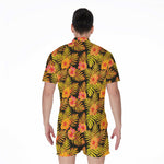 Yellow Hawaiian Tropical Pattern Print Men's Rompers