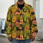 Yellow Hawaiian Tropical Pattern Print Men's Shirt Jacket