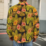 Yellow Hawaiian Tropical Pattern Print Men's Shirt Jacket
