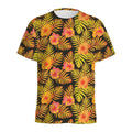 Yellow Hawaiian Tropical Pattern Print Men's Athletic T-Shirt
