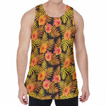 Yellow Hawaiian Tropical Pattern Print Men's Velvet Tank Top